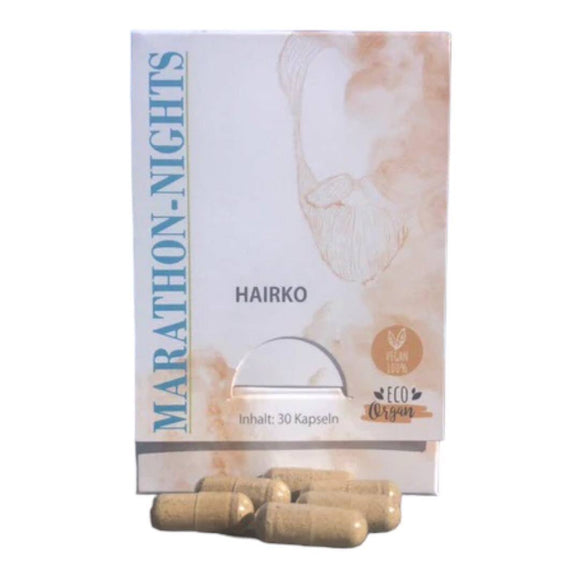 Marathon Hairko - 30 Cápsulas - ¡Detiene la caída del cabello y estimula el crecimiento de cabello nuevo!